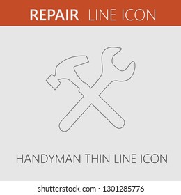 Handyman vector icon eps 10. Simple isolated pictogram. Wrench and screwdriver.