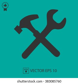 Handyman Vector Icon EPS 10. Tool Repair Sign. Wrench And Hammer Symbol.