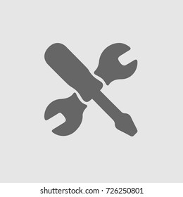 Handyman vector icon eps 10. Simple isolated pictogram. Wrench and screwdriver.