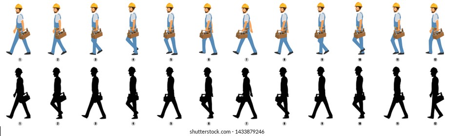 Handyman Walk cycle animation sequence