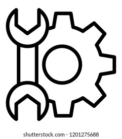 Handyman work tools; wrench and cog