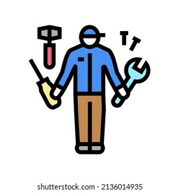 handyman worker color icon vector. handyman worker sign. isolated symbol illustration