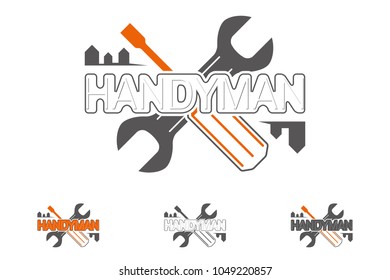 Handyman, worker with wrench and screwdriver. 