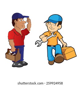 Handyman with wrench, professional worker