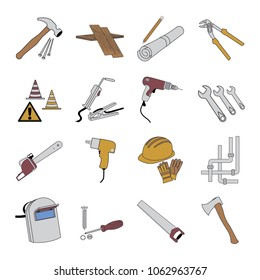Handyman/construction worker icons. Vector illustration.