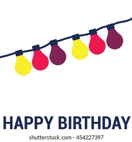 hang bulbs . happy birthday. vector icon