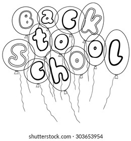 Hang drawn lettering Â«Back to schoolÂ» on some balloons.
