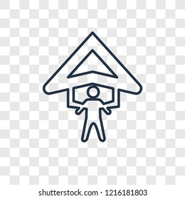 Hang glider concept vector linear icon isolated on transparent background, Hang glider concept transparency concept in outline style