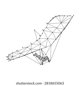 hang glider flying pilot, from abstract futuristic polygonal black lines and dots
