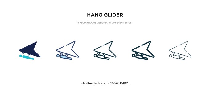 hang glider icon in different style vector illustration. two colored and black hang glider vector icons designed in filled, outline, line and stroke style can be used for web, mobile, ui