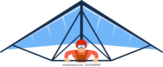 Hang glider, hang glider icon with man isolated on white background. Vector, cartoon illustration. Vector.