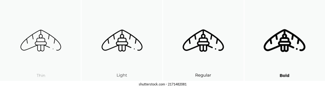 hang glider icon. Thin, Light Regular And Bold style design isolated on white background