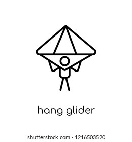 hang glider icon. Trendy modern flat linear vector hang glider icon on white background from thin line collection, outline vector illustration