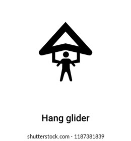 Hang glider icon vector isolated on white background, logo concept of Hang glider sign on transparent background, filled black symbol