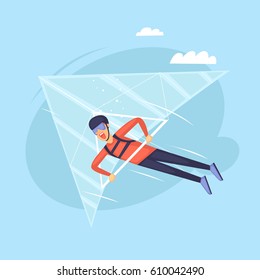 Hang glider. Isolated. Extreme sport. Flat design vector illustrations.