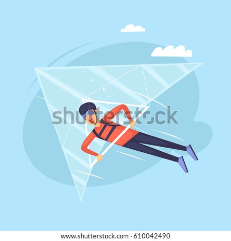 Hang glider. Isolated. Extreme sport. Flat design vector illustrations.