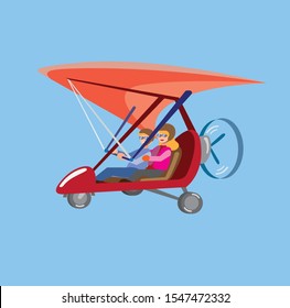 hang glider motorized flat vector illustration