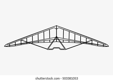 Hang Glider outline. Isolated vector illustration. Flat design