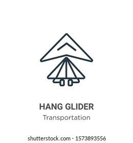 Hang glider outline vector icon. Thin line black hang glider icon, flat vector simple element illustration from editable transportation concept isolated on white background