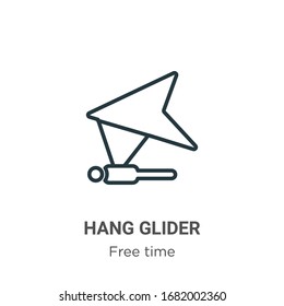 Hang glider outline vector icon. Thin line black hang glider icon, flat vector simple element illustration from editable free time concept isolated stroke on white background