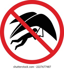 Hang glider prohibition sign vector.