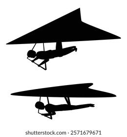 Hang Glider Silhouette with People Soaring in the Sky