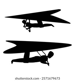 Hang Glider Silhouette with People Soaring in the Sky