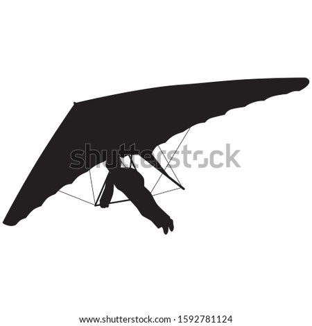 Hang glider silhouette. Vector illustration. Isolated white background.