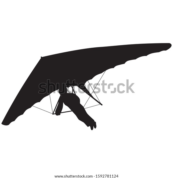 Hang glider silhouette. Vector illustration.\
Isolated white\
background.
