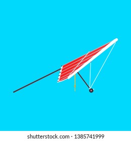 Hang glider sport extreme vector icon side view. Sky adventure hobby para skydiving. Cartoon red plane ascend