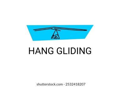 Drachenflieger Sport, Vektorliniensymbol. Sportler, fliegend mit Drachenflieger. Piktogrammgrafik des Sports.