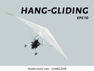 Hang glider of triangles. Low poly glider. Vector illustration