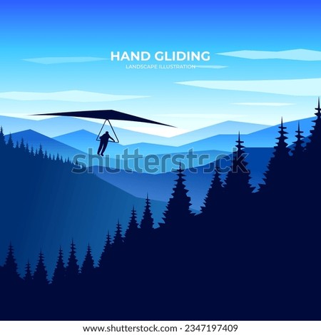 Hang glider vector silhouette landscape. Hang glider vector illustration on the background of mountains. Foto d'archivio © 