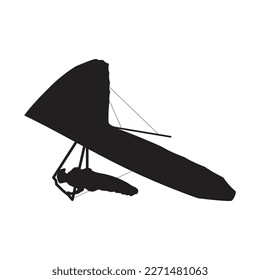 Hang glider vector silhouette. White background.
