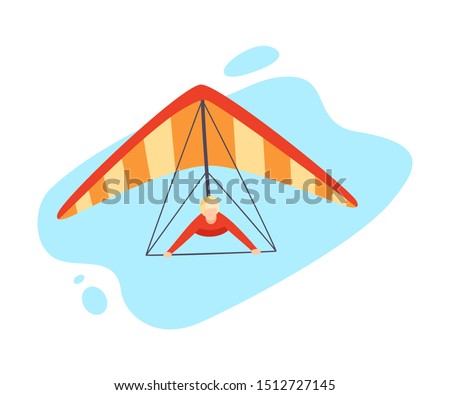 Hang gliding character vector illustration isolated on white background.