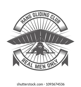 Hang gliding club emblem template. Design element for logo, label, emblem, sign. Vector illustration