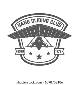 Hang gliding club emblem template. Design element for logo, label, emblem, sign. Vector illustration