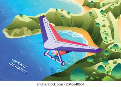 Hang Gliding - Isometric Illustration