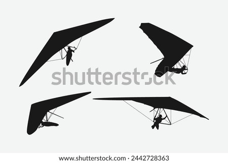 hang gliding silhouette collection set. sport, extreme, hang glider concept. vector illustration.