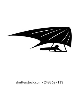 hang gliding silhouette design. extreme sport sign and symbol.