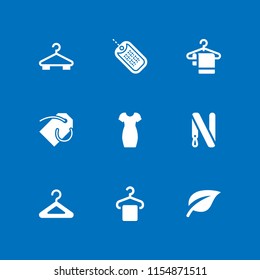 hang icon. 9 hang set with tree leaf, hanger, dog tag and price tag vector icons for web and mobile app