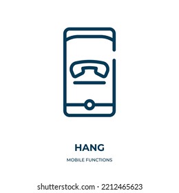 Hang icon. Linear vector illustration from mobile functions collection. Outline hang icon vector. Thin line symbol for use on web and mobile apps, logo, print media.