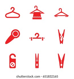 Hang icons set. set of 9 hang filled icons such as hanger, cloth pin, do not disturb