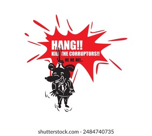 HANG! AND KILL THE CORRUPTORS!! public opinion vector illustrations