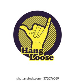 Hang loose hand sign. Symbol of surfing or Brazilian Jiu-Jitsu. Vector illustration.