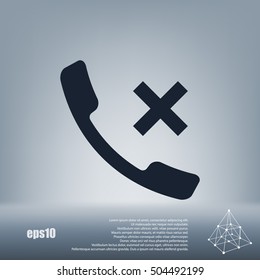 Hang up the phone flat vector icon. Stock illustration