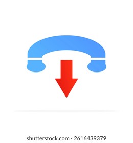 hang up phone icon, colored flat vector. modern and minimalist design.