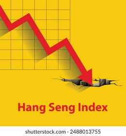 Hang Seng Index Crash , Börsencrash und Bärenmarkt-Konzept. Der Hang Seng Index (HSI) befindet sich an der Hong Kong Stock Exchange in Hongkong.