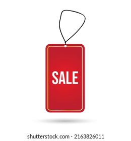 Hang tag design in red isolated on white