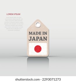 Hang tag made in Japan with flag. Vector illustration